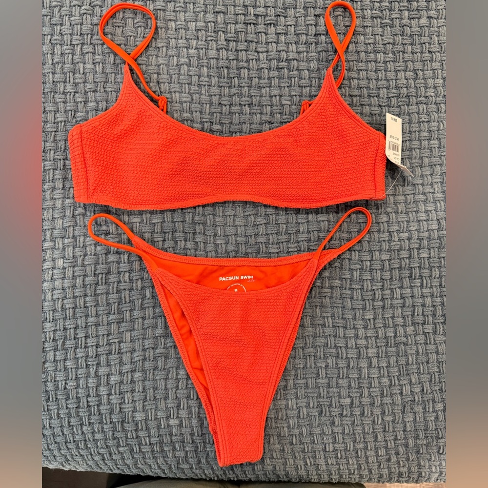 PacSun Red / Orange Textured Bikini